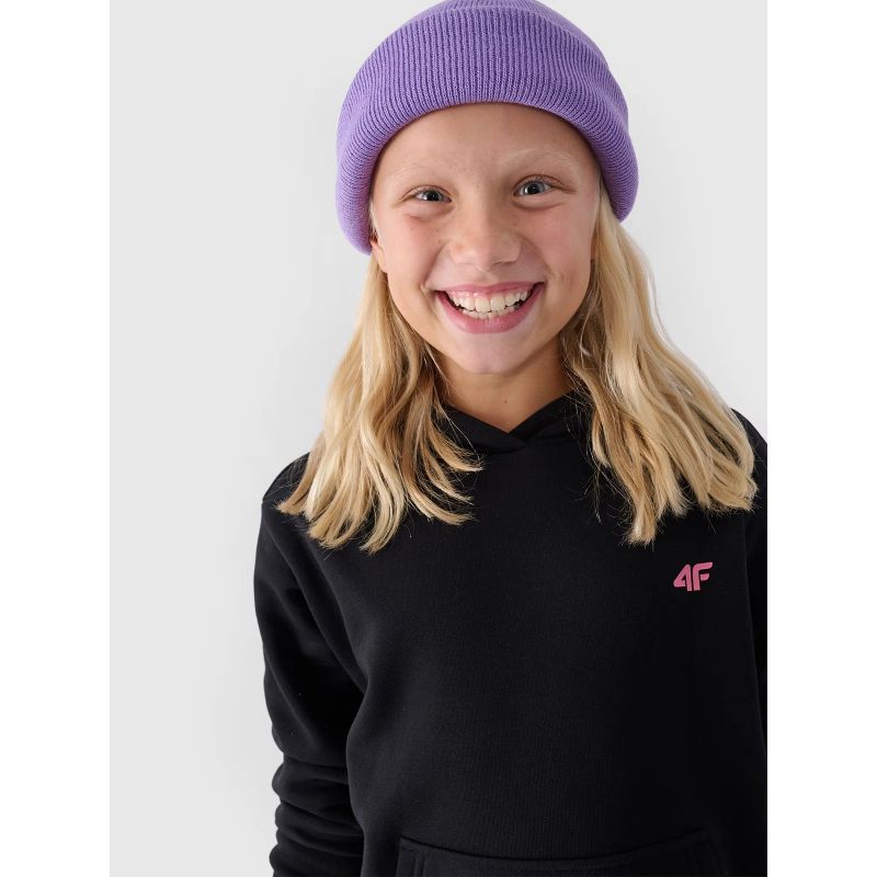Girls' sweatshirt with hood, open, 4F Junior 4FJWMM00TSWSF1316-20S *Kategoria tymczasowa Your Sports Performance