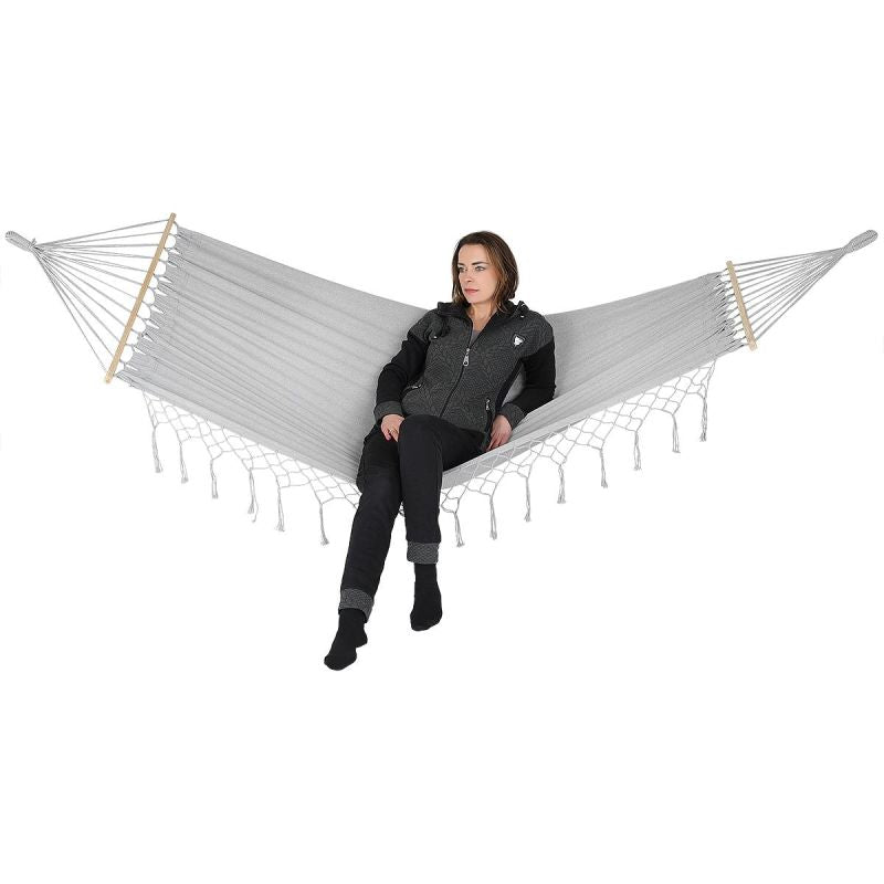 GARDEN HAMMOCK FOR 2 PEOPLE 200X150CM WITH SPREADER BAR AND FRINGE MIAMI GRAY Home and Garden/Garden Your Sports Performance