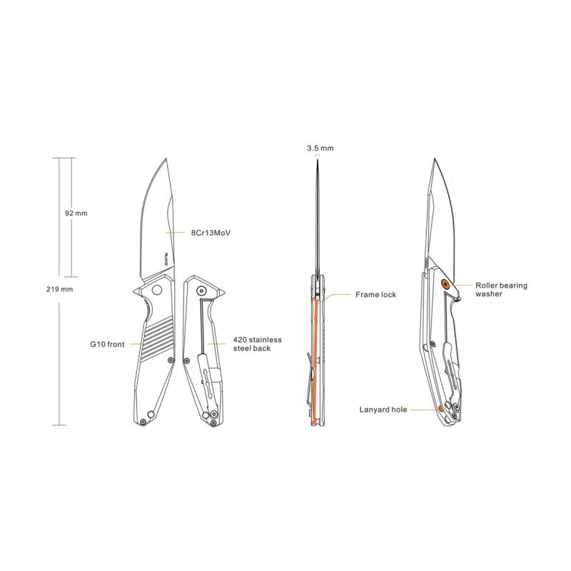 Ruike EDC everyday use folding knife black flipper steel - D191-B Akcesoria treningowe/Inne Your Sports Performance