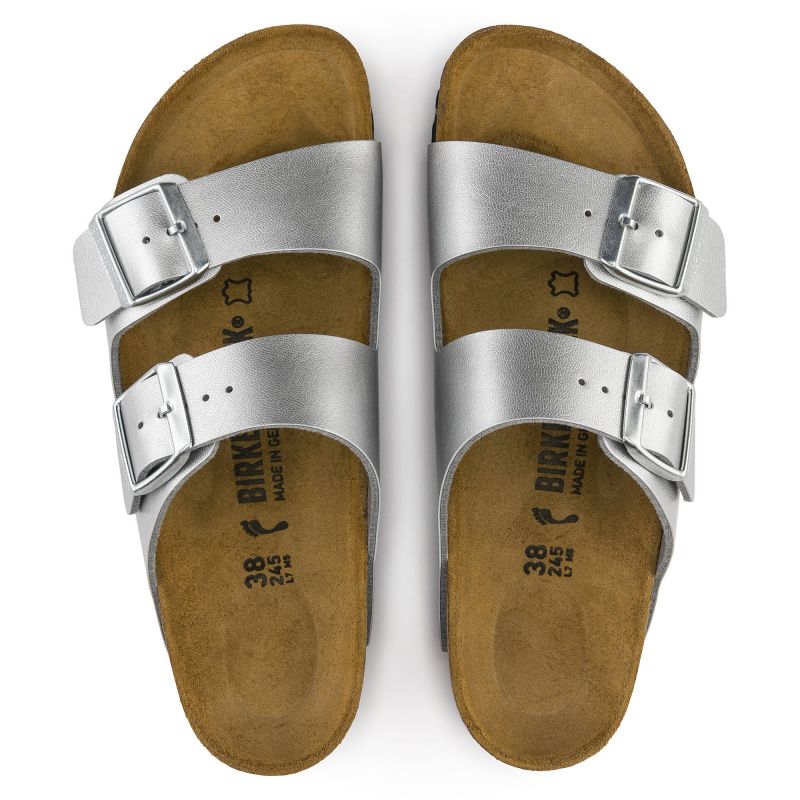 Women's Birkenstock Silver Arizona Birko-Flor Silver Regular Flip-Flops Wide (1012282) Footwear/Lifestyle/Brinkenstock/Klapki/chodaki Birkenstock