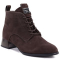 Women's leather ankle boots with high heels, suede, dark brown, Vinceza FIO27-67036