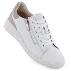 Women's leather shoes with zipper, white Potocki JE19402 Potocki