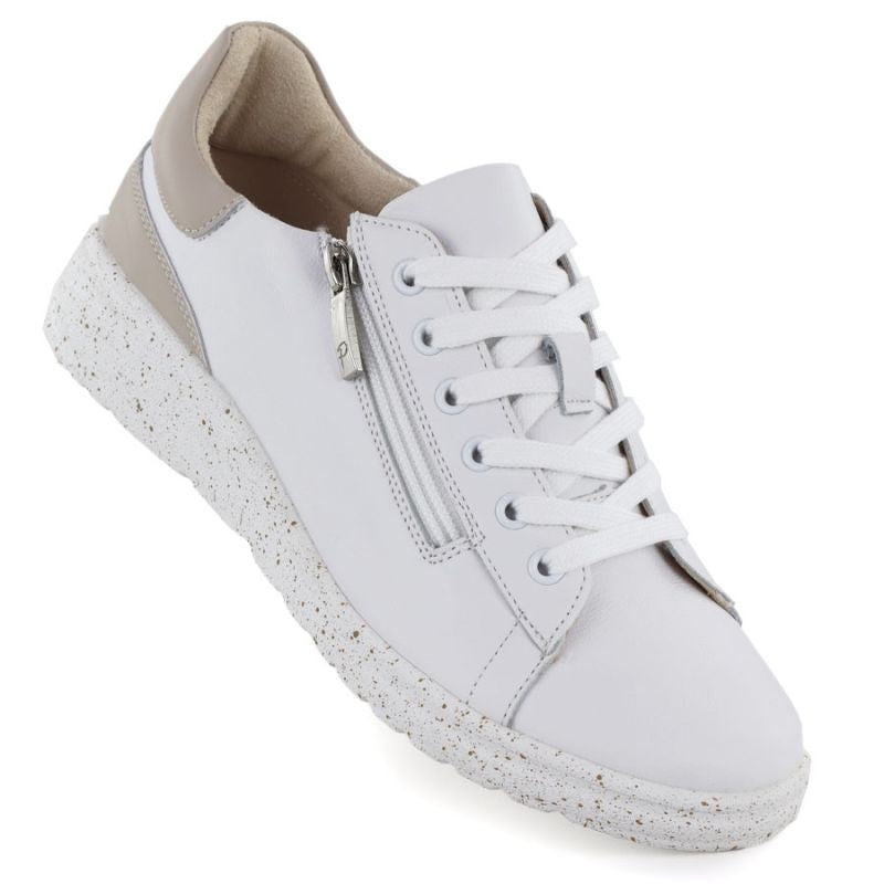 Women's leather shoes with zipper, white Potocki JE19402 Potocki