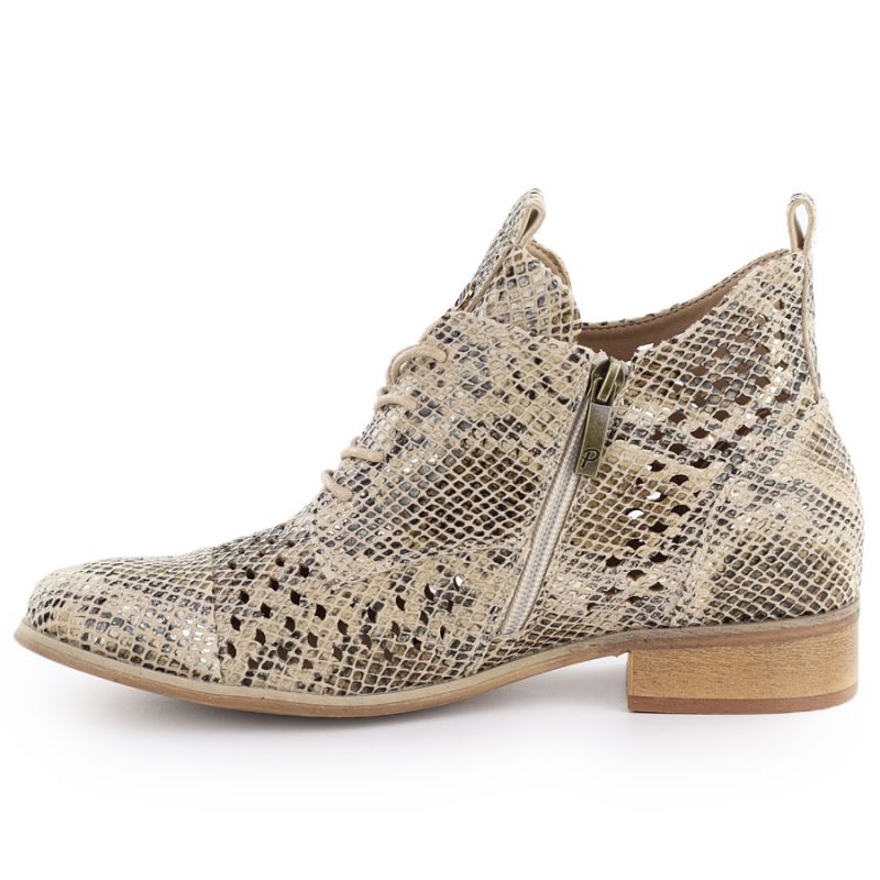 Women's openwork snakeskin ankle boots, beige, Potocki SZ12091 To be categorized Your Sports Performance
