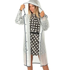Perletti Women’s Trench Raincoat, White, with Hood, Size M