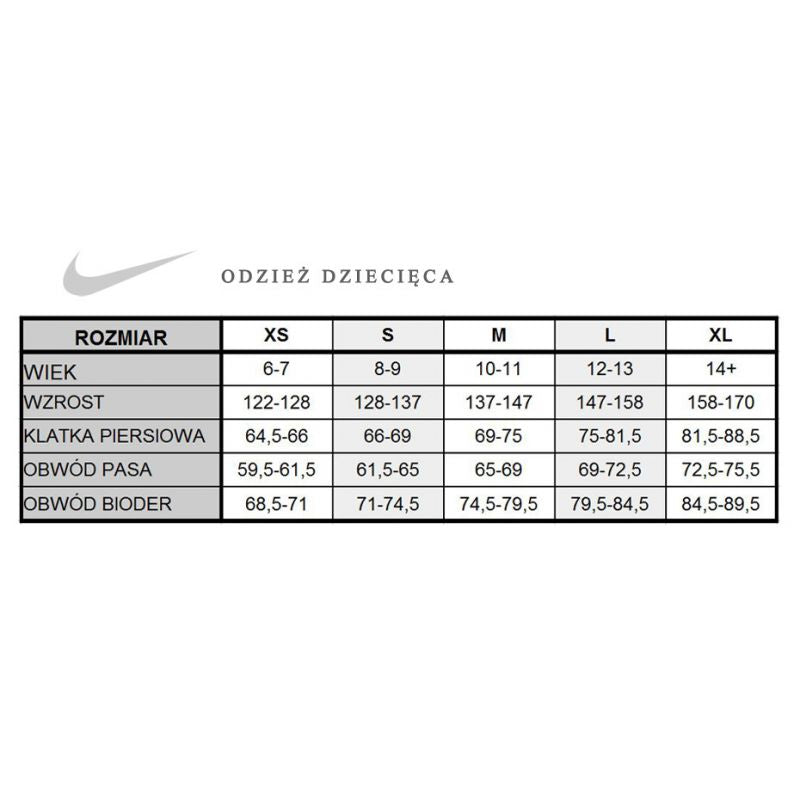Nike training pants size chart top