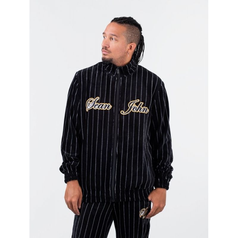 Sean John Vintage Pinstripe Velours Trackjacket M 6078109 Clothing , Sweatshirts , Men Your Sports Performance