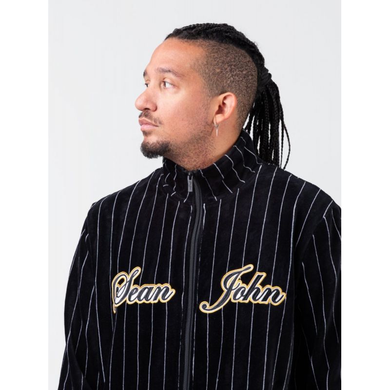 Sean John Vintage Pinstripe Velours Trackjacket M 6078109 Clothing , Sweatshirts , Men Your Sports Performance