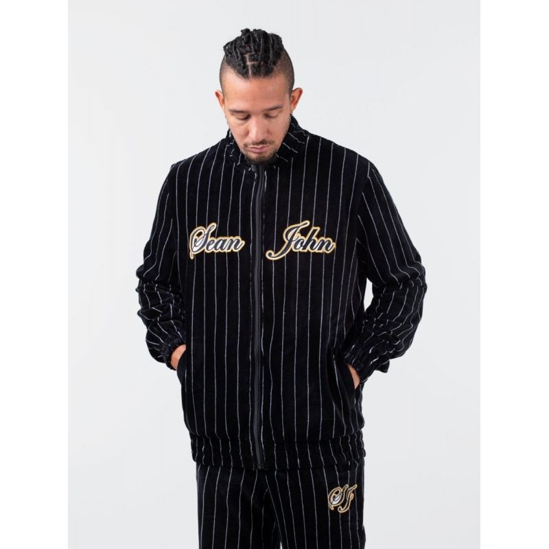 Sean John Vintage Pinstripe Velours Trackjacket M 6078109 Clothing , Sweatshirts , Men Your Sports Performance