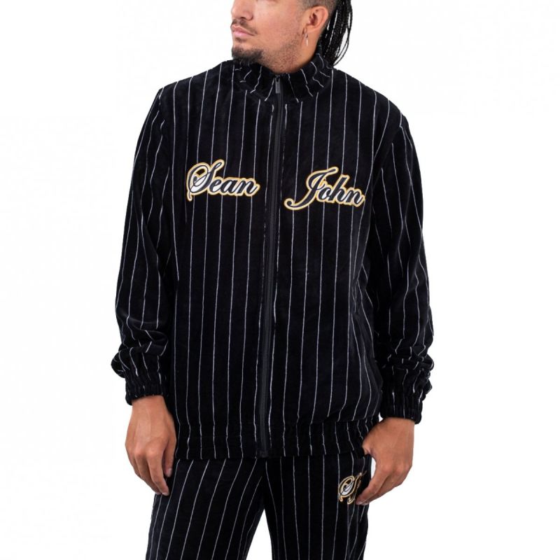 Sean John Vintage Pinstripe Velours Trackjacket M 6078109 Clothing , Sweatshirts , Men Your Sports Performance