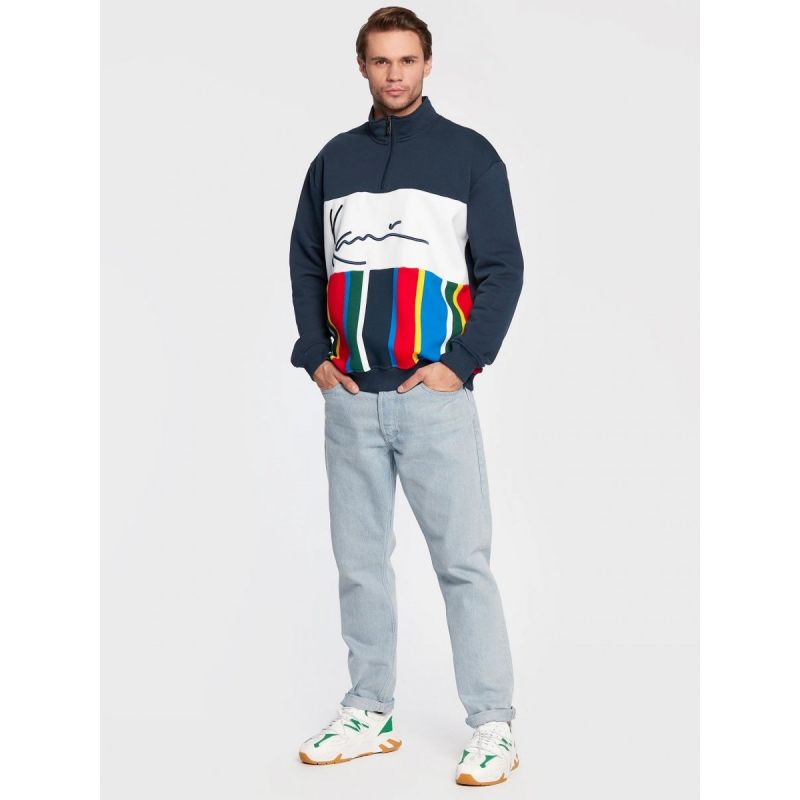 Karl Kani KK Signature Block Stripe Troyer M 6027341 sweatshirt Clothing , Sweatshirts , Men Your Sports Performance