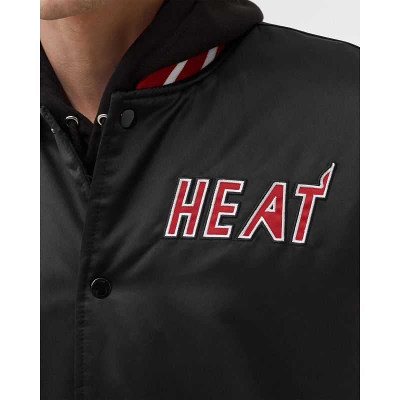 Mitchell & Ness NBA Heavyweight Satin Jacket Miami Heat M OJBF3413-MHEYYPPPBLCK Clothing , Jackets, vests , Men Your Sports Performance