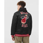 Mitchell & Ness NBA Heavyweight Satin Jacket Miami Heat M OJBF3413-MHEYYPPPBLCK Clothing , Jackets, vests , Men Your Sports Performance