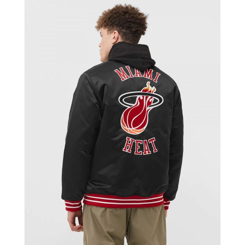 Mitchell & Ness NBA Heavyweight Satin Jacket Miami Heat M OJBF3413-MHEYYPPPBLCK Clothing , Jackets, vests , Men Your Sports Performance
