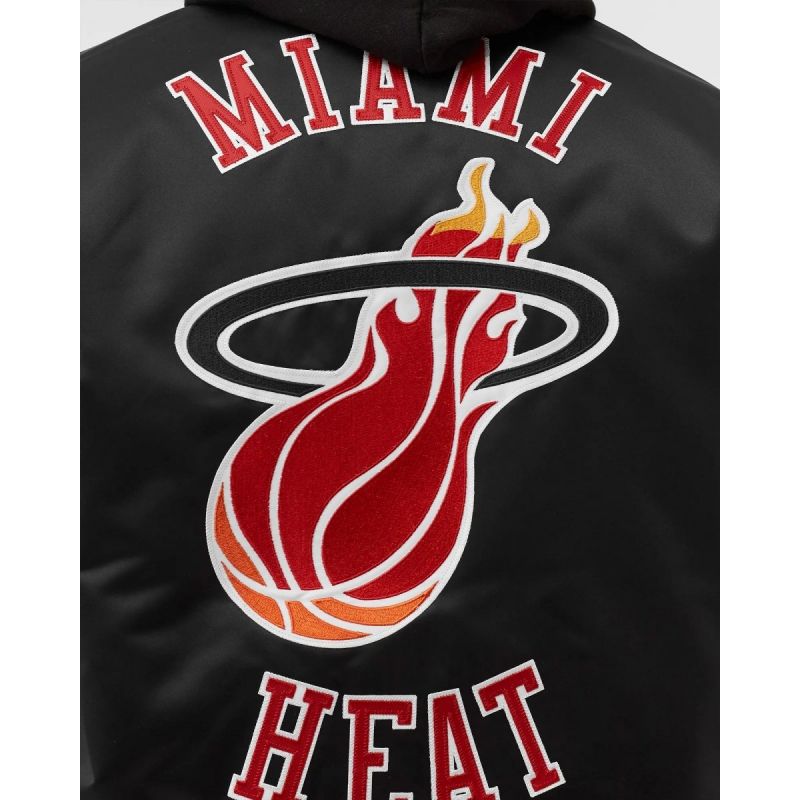 Mitchell & Ness NBA Heavyweight Satin Jacket Miami Heat M OJBF3413-MHEYYPPPBLCK Clothing , Jackets, vests , Men Your Sports Performance