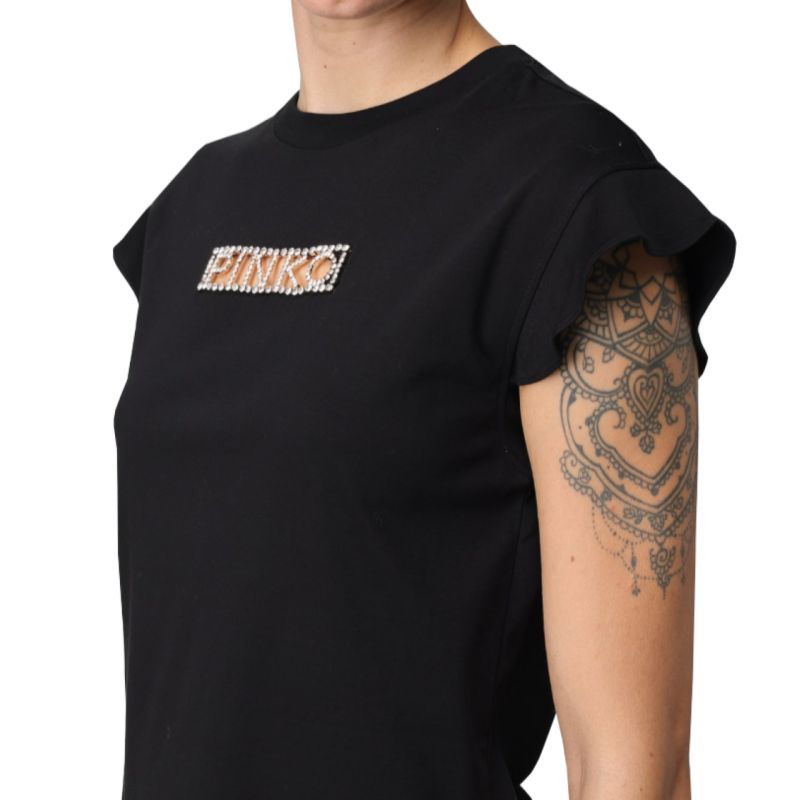 Pinko Logo Strass T-shirt W 101609A12H Clothing , Shirts , Women Your Sports Performance