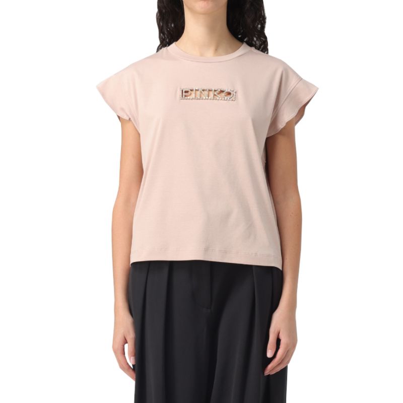 Pinko Interlock T-shirt + Logo Strass W 101609A12H Clothing , Shirts , Women Your Sports Performance