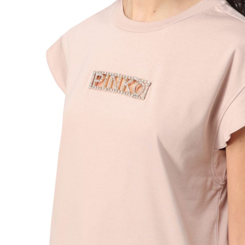 Pinko Interlock T-shirt + Logo Strass W 101609A12H Clothing , Shirts , Women Your Sports Performance